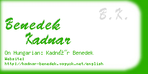 benedek kadnar business card